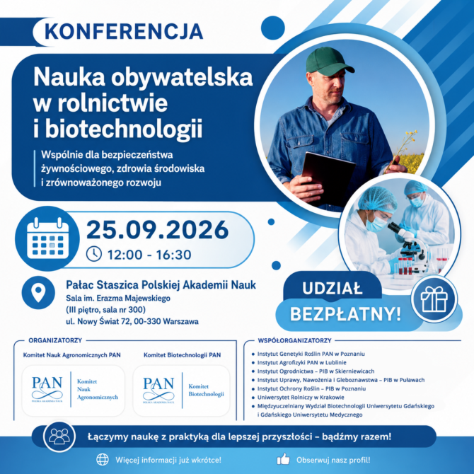 Zaproszenie na konferencję: „Nauka obywatelska w rolnictwie i biotechnologii”